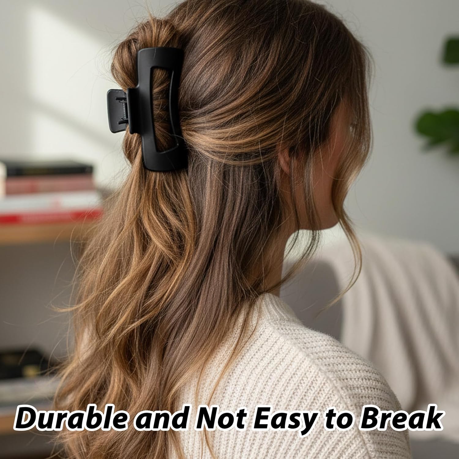 4 Pack Mello Claw Clip, Silicone Hair Clips, Flexible Hair Clip Set, Soft Round Clips for Everyday Use, Black, Red, Beige, Khaki