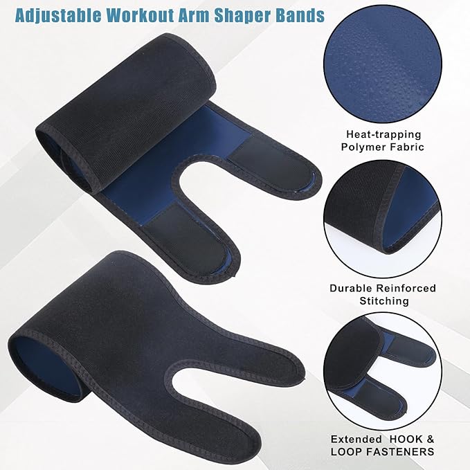 Women's Arm Trimmers 2Pcs Adjustable Sweat Arm Shaper Bands Compression Workout Sleeves Sauna Wraps for Flabby Arms