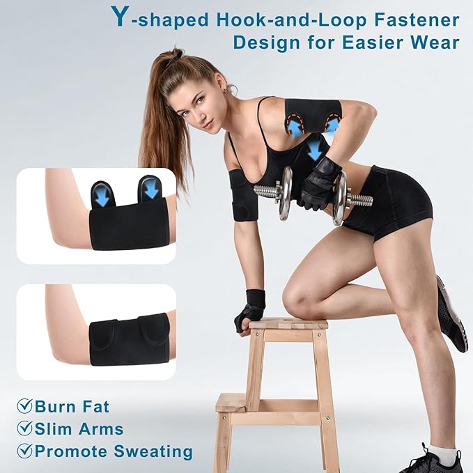 Women's Arm Trimmers 2Pcs Adjustable Sweat Arm Shaper Bands Compression Workout Sleeves Sauna Wraps for Flabby Arms