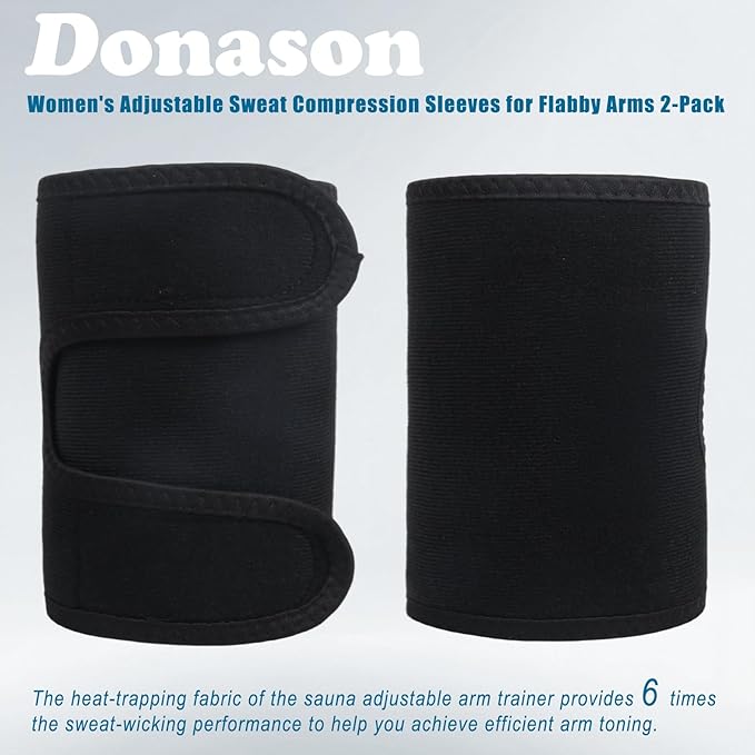 Women's Arm Trimmers 2Pcs Adjustable Sweat Arm Shaper Bands Compression Workout Sleeves Sauna Wraps for Flabby Arms