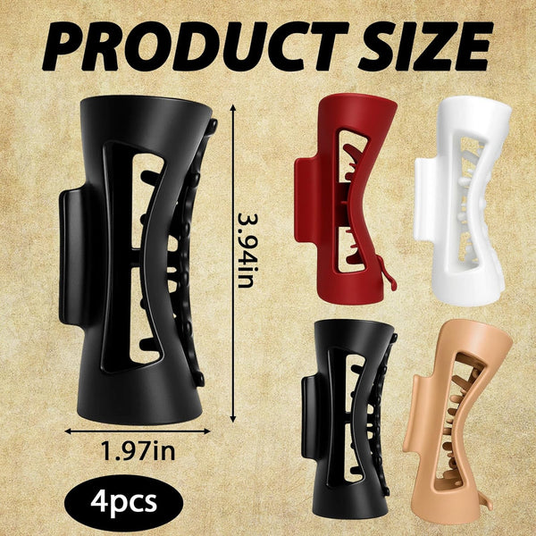 4 Pack Mello Claw Clip, Silicone Hair Clips, Flexible Hair Clip Set, Soft Round Clips for Everyday Use, Black, Red, Beige, Khaki