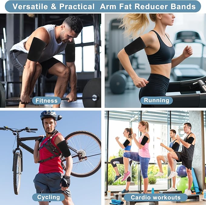 Women's Arm Trimmers 2Pcs Adjustable Sweat Arm Shaper Bands Compression Workout Sleeves Sauna Wraps for Flabby Arms